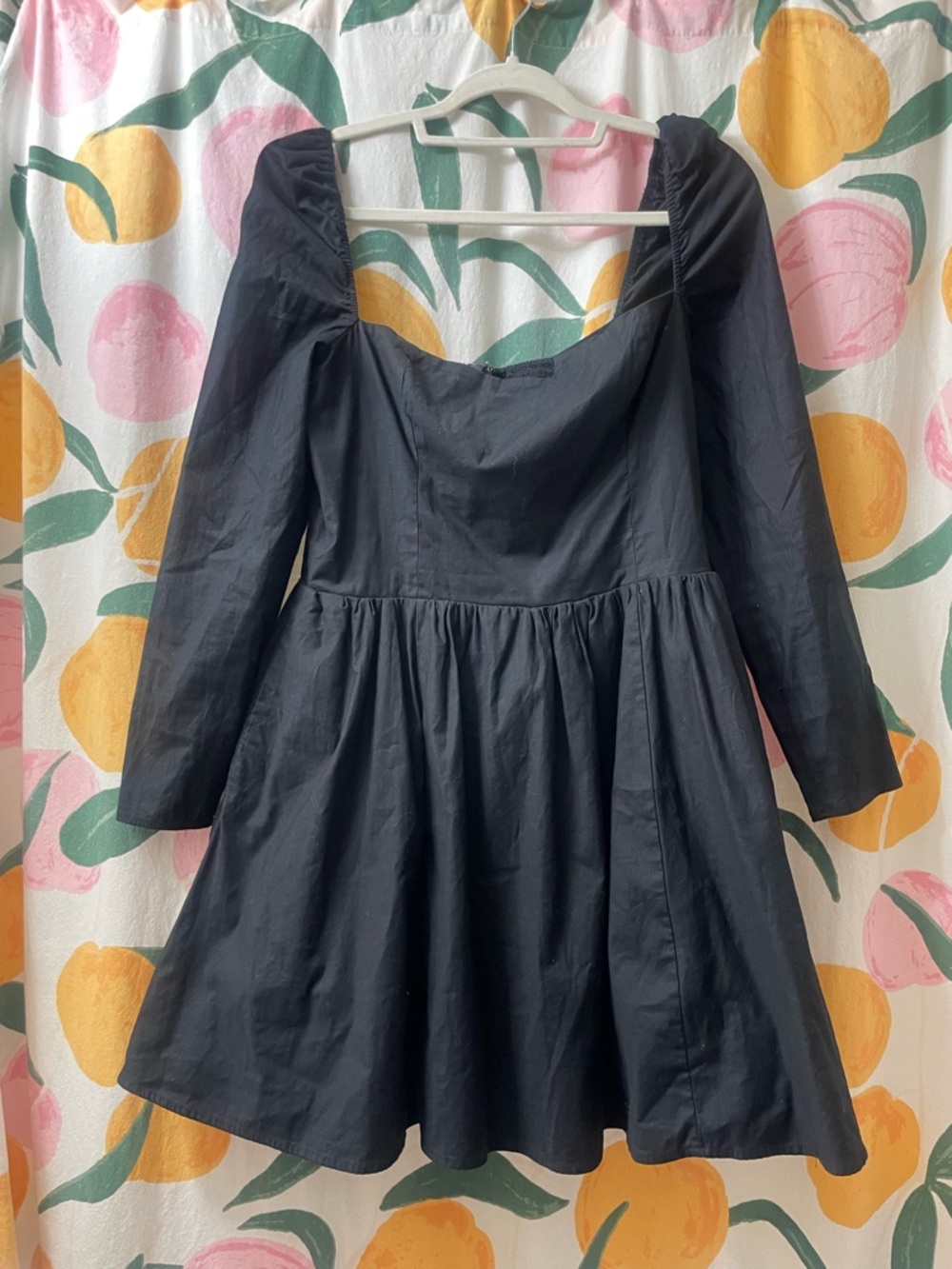 Reformation Black Square-Neck Mini Dress with Smocked Back